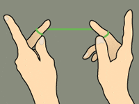 Wind about 18 inches of floss around your fingers as shown. Most of it should be wrapped around one finger, and the other finger takes it up as the floss is used.

