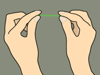Use your thumbs and forefingers to guide about one inch of floss between your teeth.