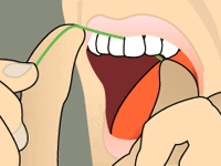 Slide the floss up and down, repeating for each tooth.
